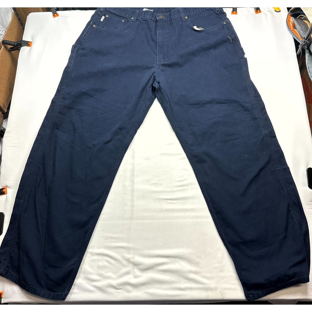 Carhartt Loose Fit Canvas Carpenter Pants Mens Size 42x32 Navy Blue Cotton Work